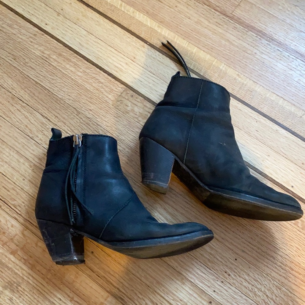 Acne Black Leather Ankle Booties